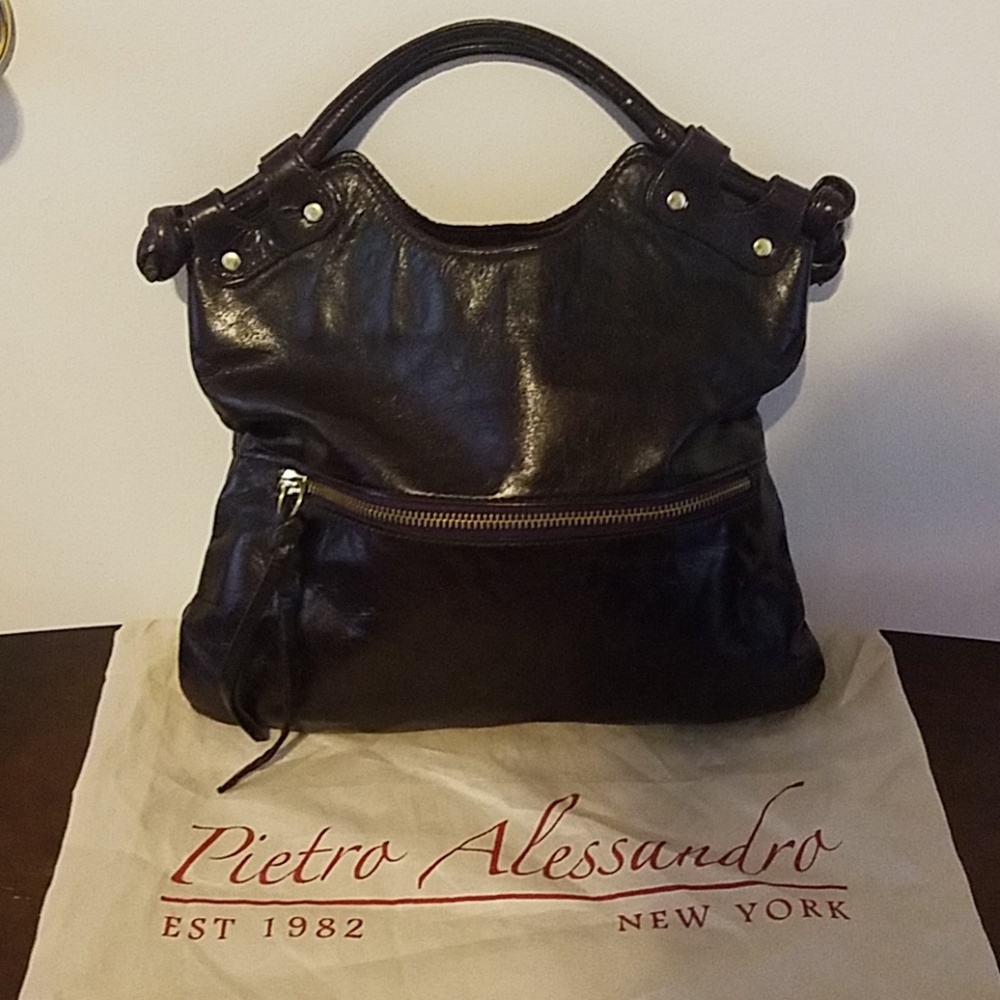 Leather Egg Plant Purse by Pietro Alessandro NY